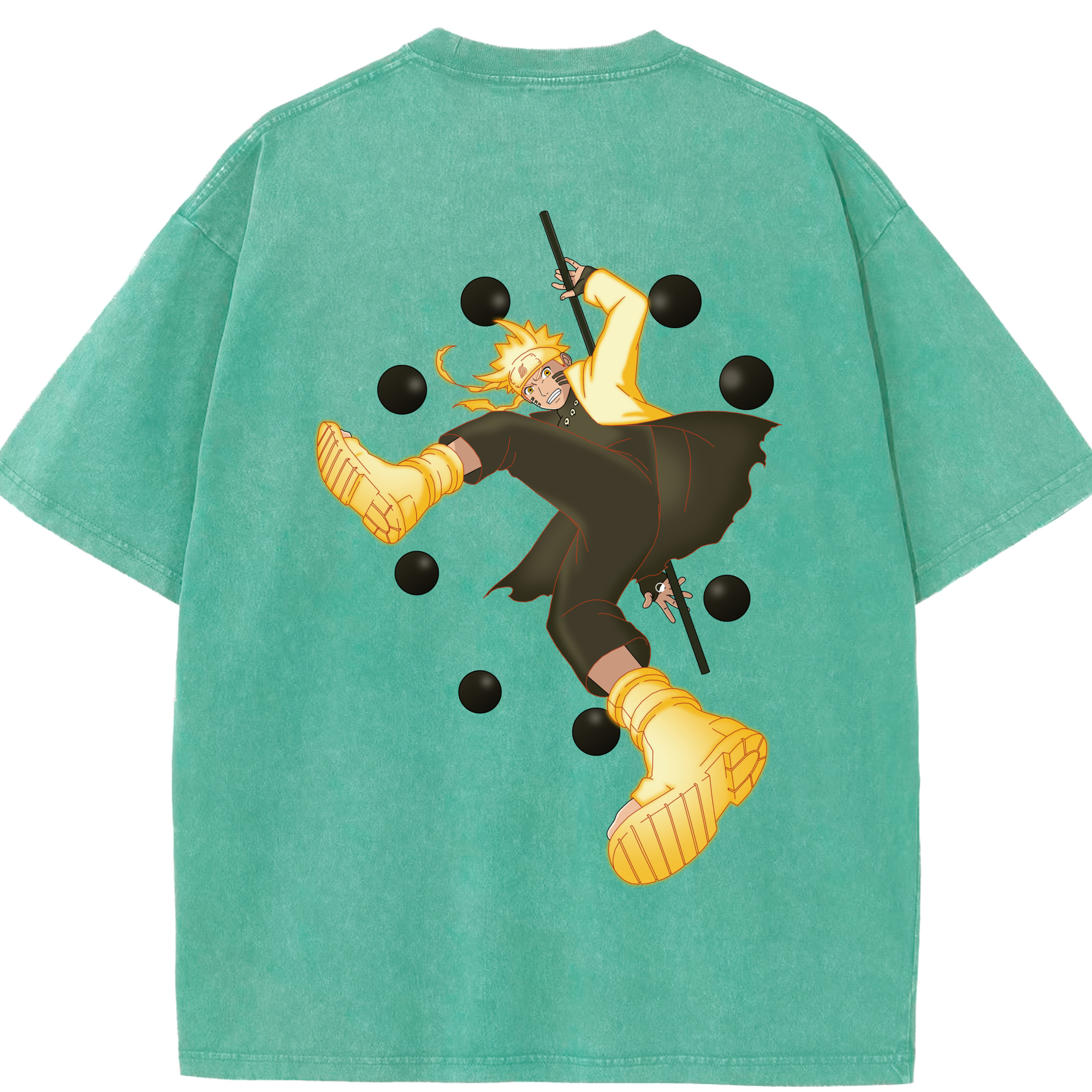 （画像用） NARUTO -ナルト- うずまき ナルト Uzumaki Naruto 綿100% ヴィンテージ風 半袖Tシャツ（背面プリント）